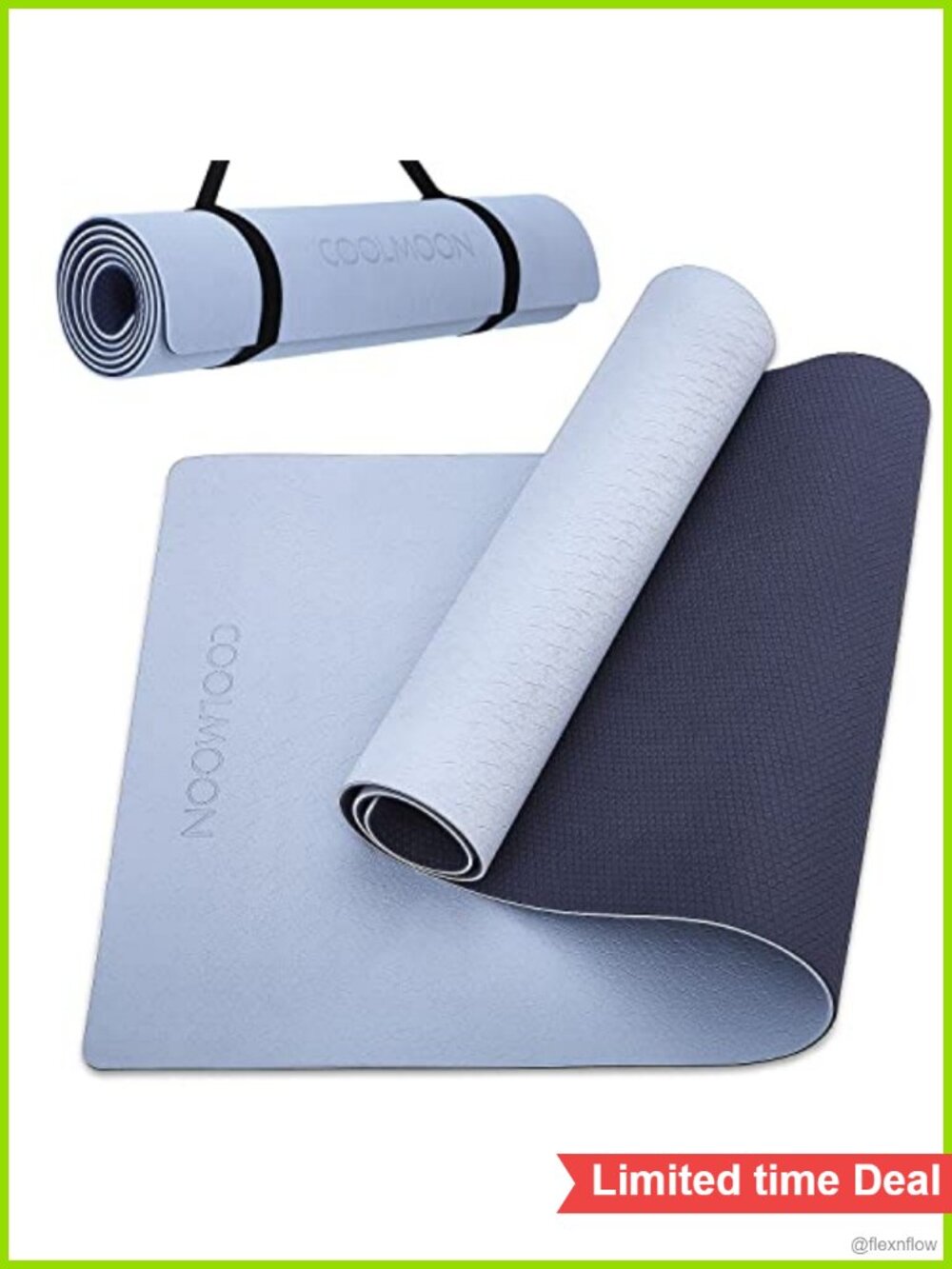 TPE Yoga Mat 1/4 Inch Thick Non-Slip 72x24 Exercise Fitness Mat with Strap